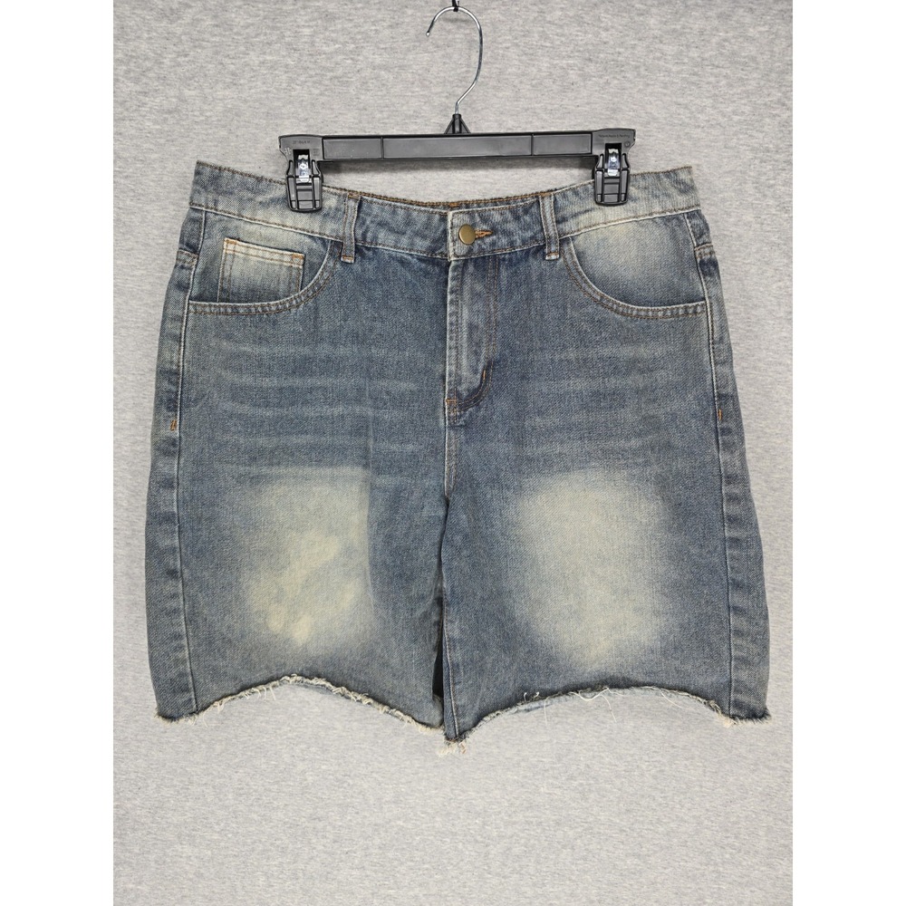 Shein Manfinity Jean Shorts Faded Distressed Raw Hem Size Large 34" Waist